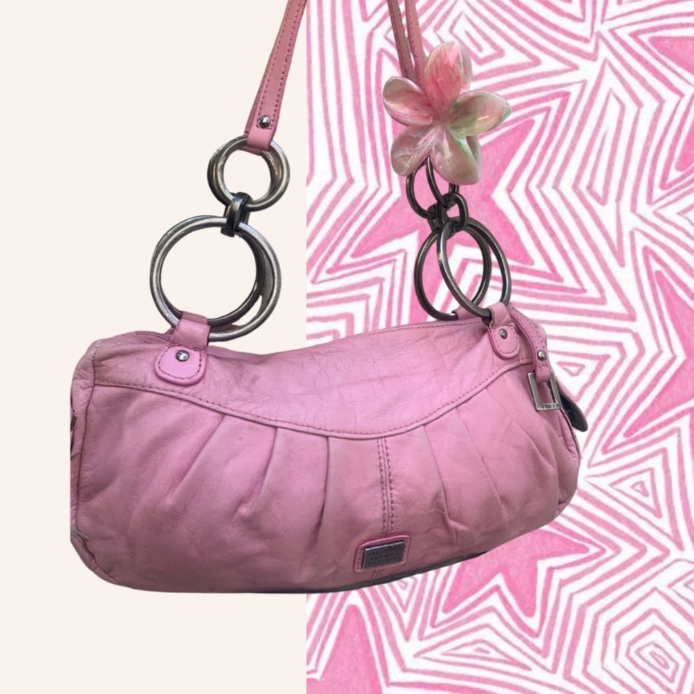 Guess Pink Shoulder Bag with Metal Accents